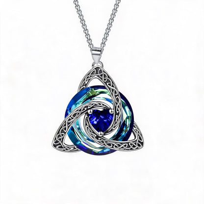 🍀💎 Birthstone Celtic Trinity Knot Necklace — Personalised Irish-Scottish Keepsake in 12 Birthstone Colours