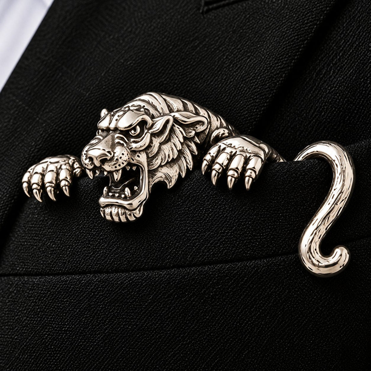 🐊✨ Sculptural Animal Metal Pocket Square