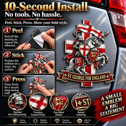 🛡️⚔️ St George Commemorative Metal Car Emblem — English Heritage Tribute with Cross of St George