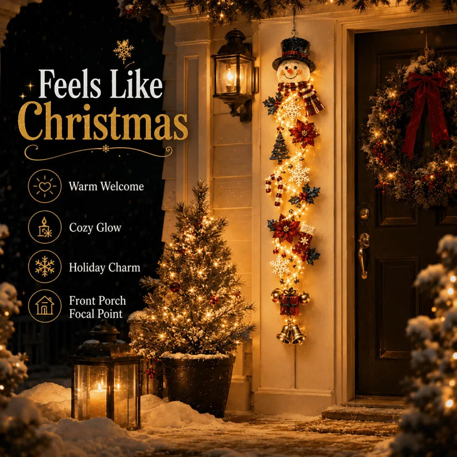 ✨🎄 MerryCascade™ Glowing Christmas Door Hanger — Warm Light, Handcrafted Charm, 6 Vertical Designs