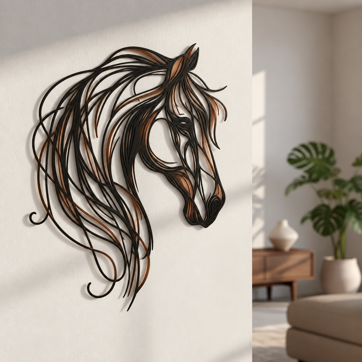 🐎✨ Horse Head Metal Wall Art — Equestrian Openwork Décor in Black, Bronze & Copper