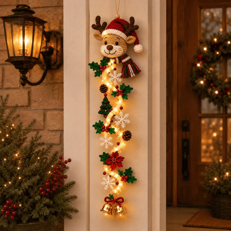 ✨🎄 MerryCascade™ Glowing Christmas Door Hanger — Warm Light, Handcrafted Charm, 6 Vertical Designs