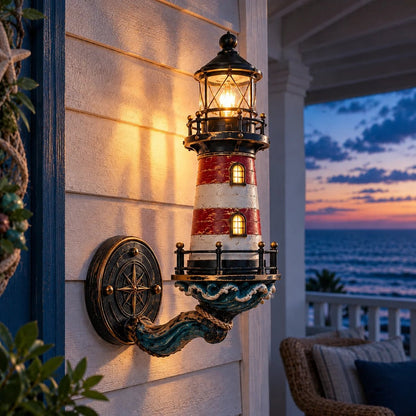 🌊⚓ Vintage Coastal Lighthouse Wall Light — Nautical Glow for Porch, Lake House & Beach Home