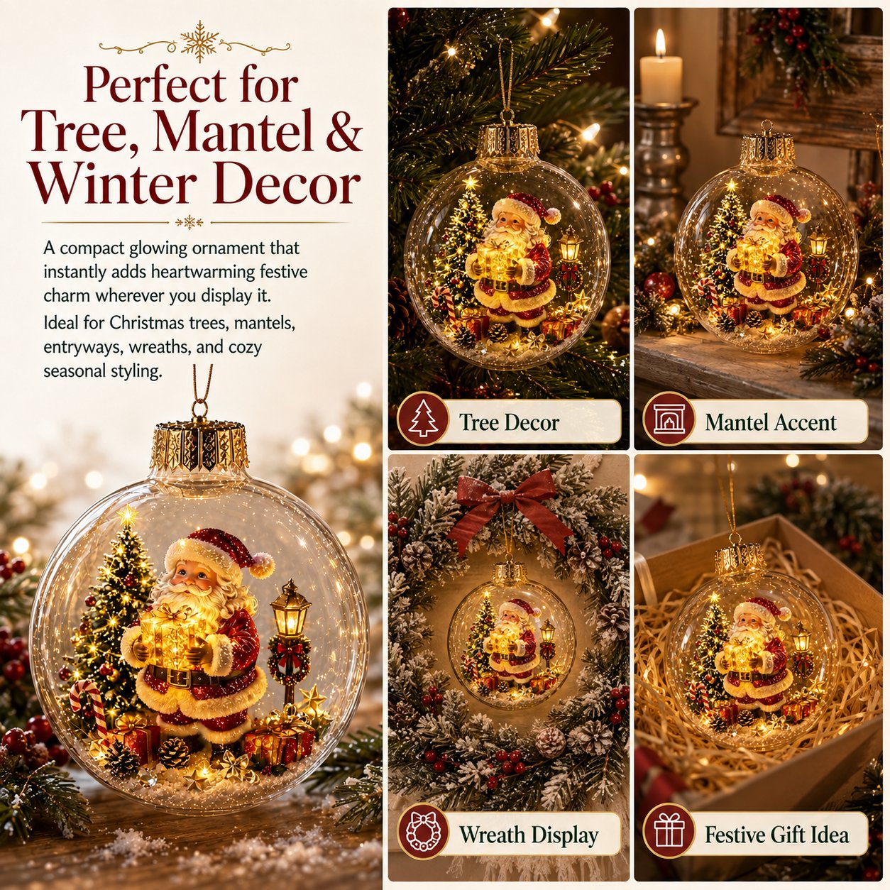 🎄 Lighted Christmas Diorama Globe Ornament: Magical Winter Wonderland Decor! 🎄