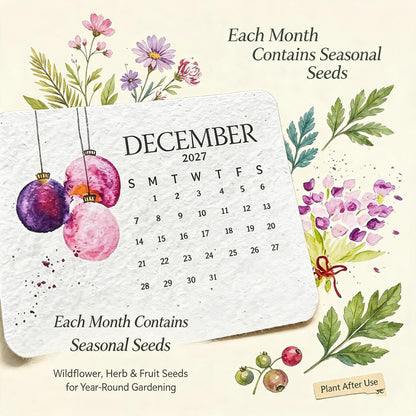 🌱 2027 Seed Paper Calendar — Plantable Eco-Friendly Gift with 12 Botanical Designs