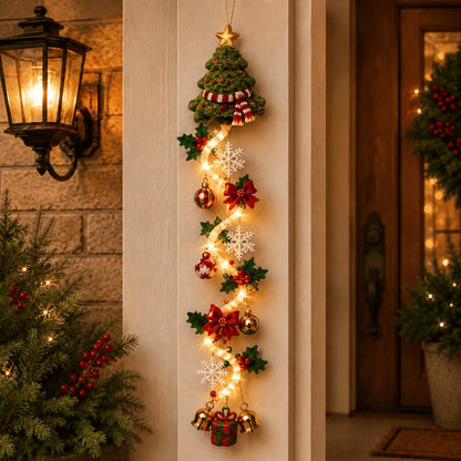 ✨🎄 MerryCascade™ Glowing Christmas Door Hanger — Warm Light, Handcrafted Charm, 6 Vertical Designs