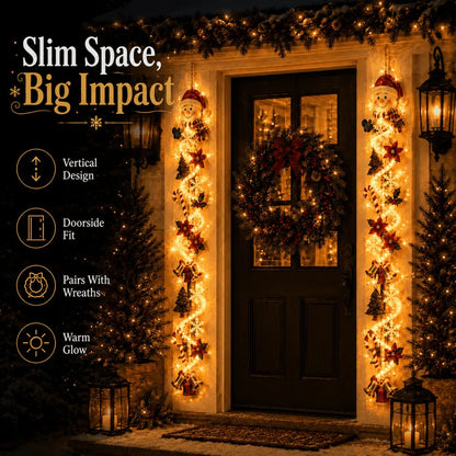 ✨🎄 MerryCascade™ Glowing Christmas Door Hanger — Warm Light, Handcrafted Charm, 6 Vertical Designs