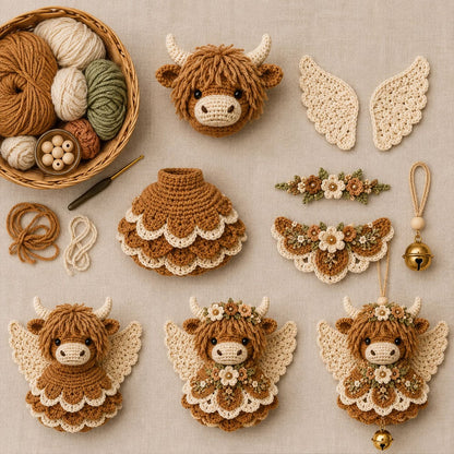 🧶 Handcrafted Angel Animal DIY Crochet Kit: Cute Guardian Ornaments! 👼✨