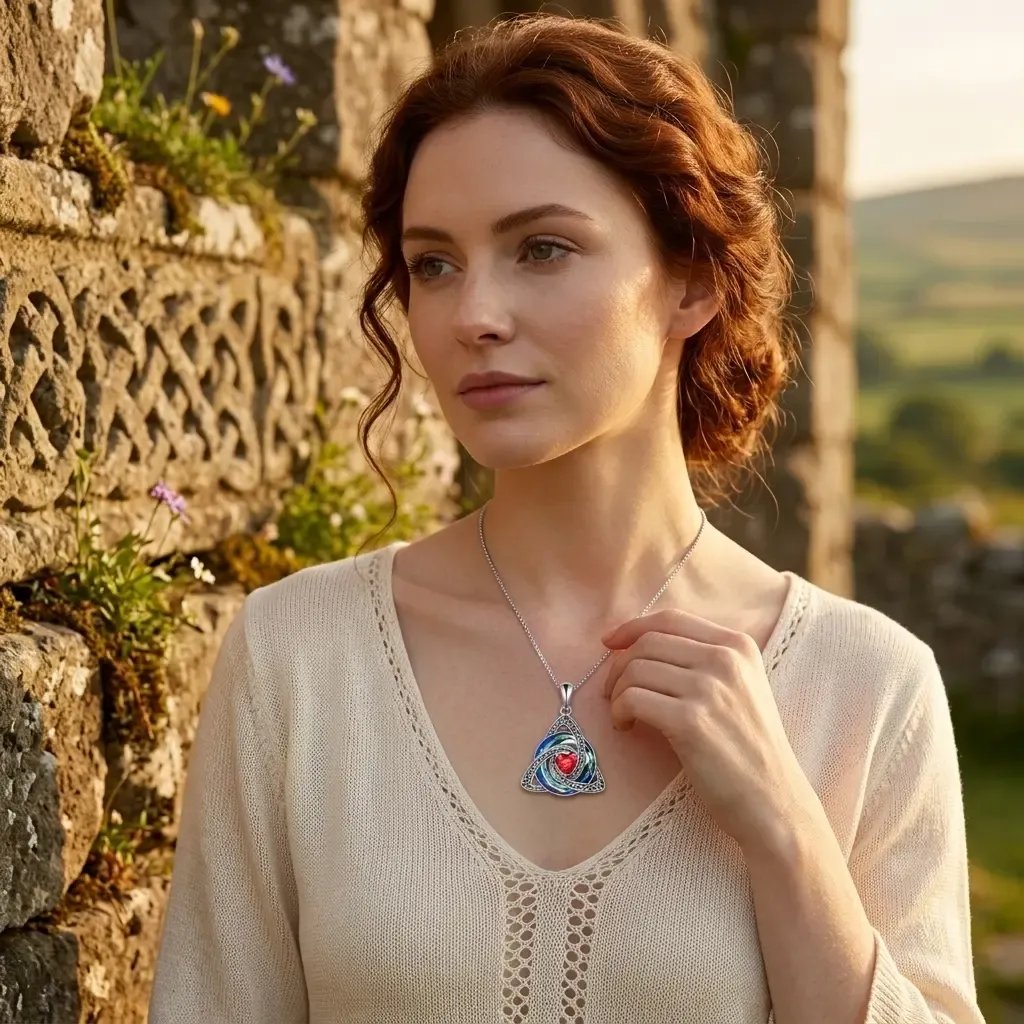 🍀💎 Birthstone Celtic Trinity Knot Necklace — Personalised Irish-Scottish Keepsake in 12 Birthstone Colours