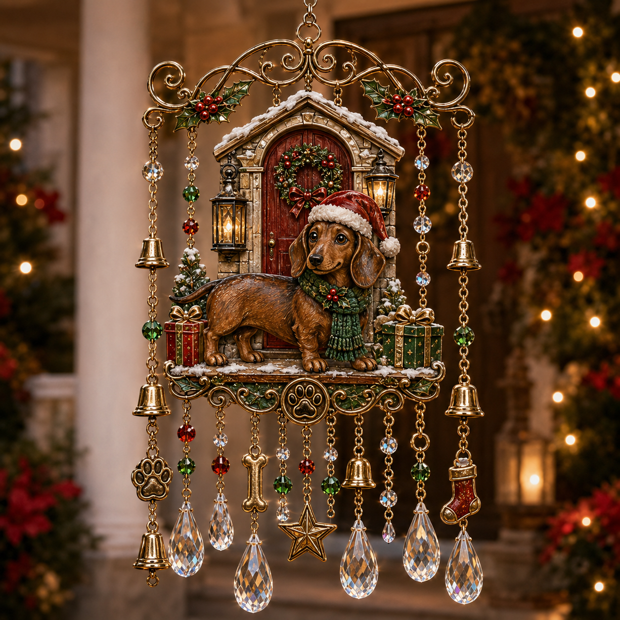 🎄 Christmas Crystal Wind Chime: Sparkling Holiday Porch & Garden Decor! ✨