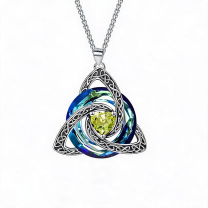 🍀💎 Birthstone Celtic Trinity Knot Necklace — Personalised Irish-Scottish Keepsake in 12 Birthstone Colours