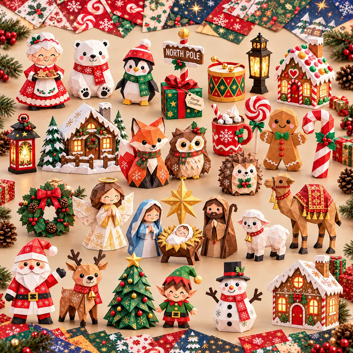 🎄✂️ Paper Christmas Craft Kit — 250 Sheets, 5 Festive Themes, DIY 3D Paper Crafts