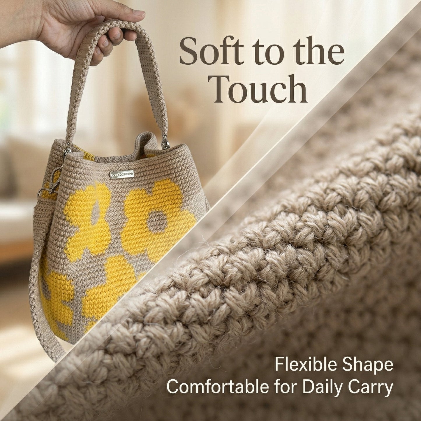 🏆 Promotion 49% OFF🧵🌸Handmade Crochet Flower Tote 🌼✨