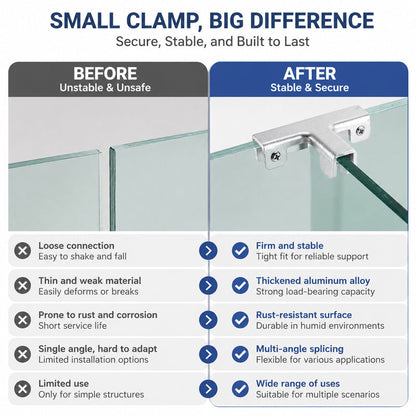 🔩 Premium Aluminium Alloy Glass Clamps: No-Drill Shelf & Panel Bracket Holder! 🛡️