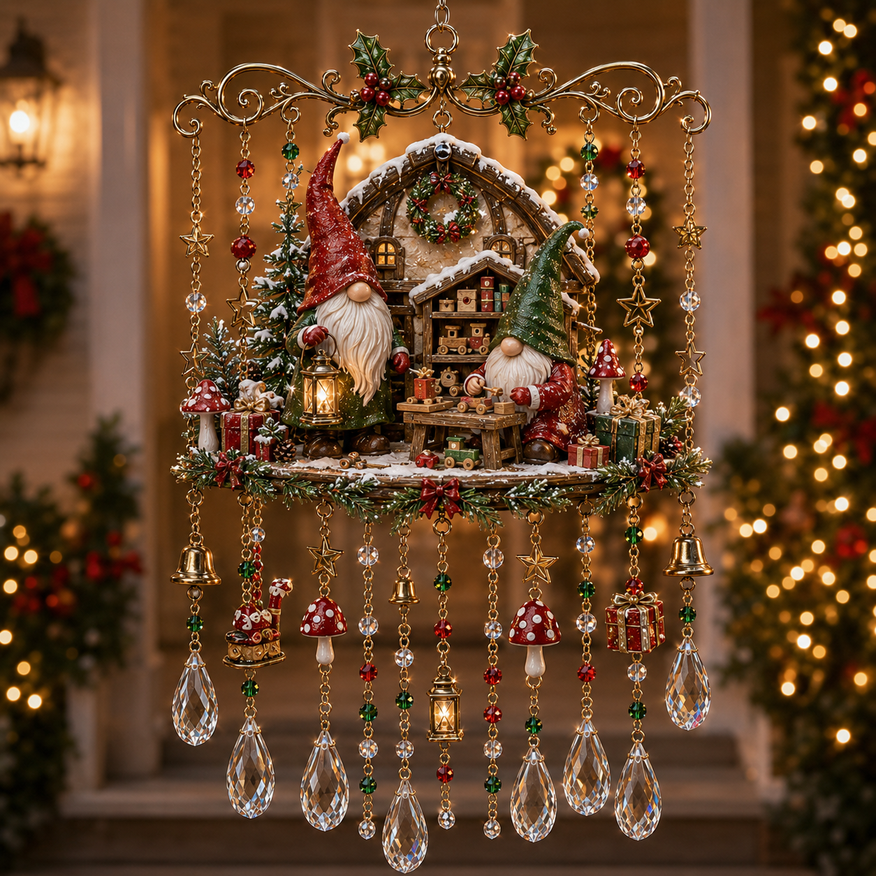 🎄 Christmas Crystal Wind Chime: Sparkling Holiday Porch & Garden Decor! ✨