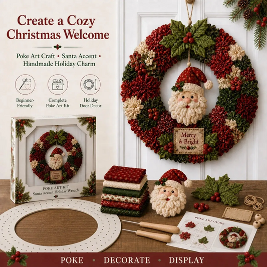 🎄🧶 Create a Christmas Welcome — DIY Wreath Poke Art Kit