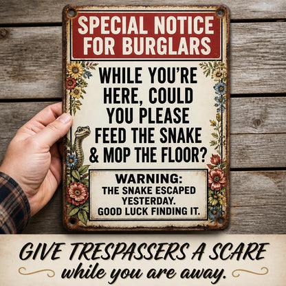 🐍 "Going Away?" Funny Snake Metal Sign — Psychological Burglar Deterrent for Garden & Gate 🔒