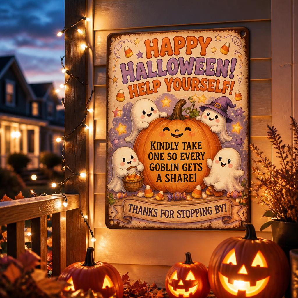 👻 Enjoy the Party! Keep the Magic Alive for Every Kid with This Vintage Halloween Porch Sign 🎃