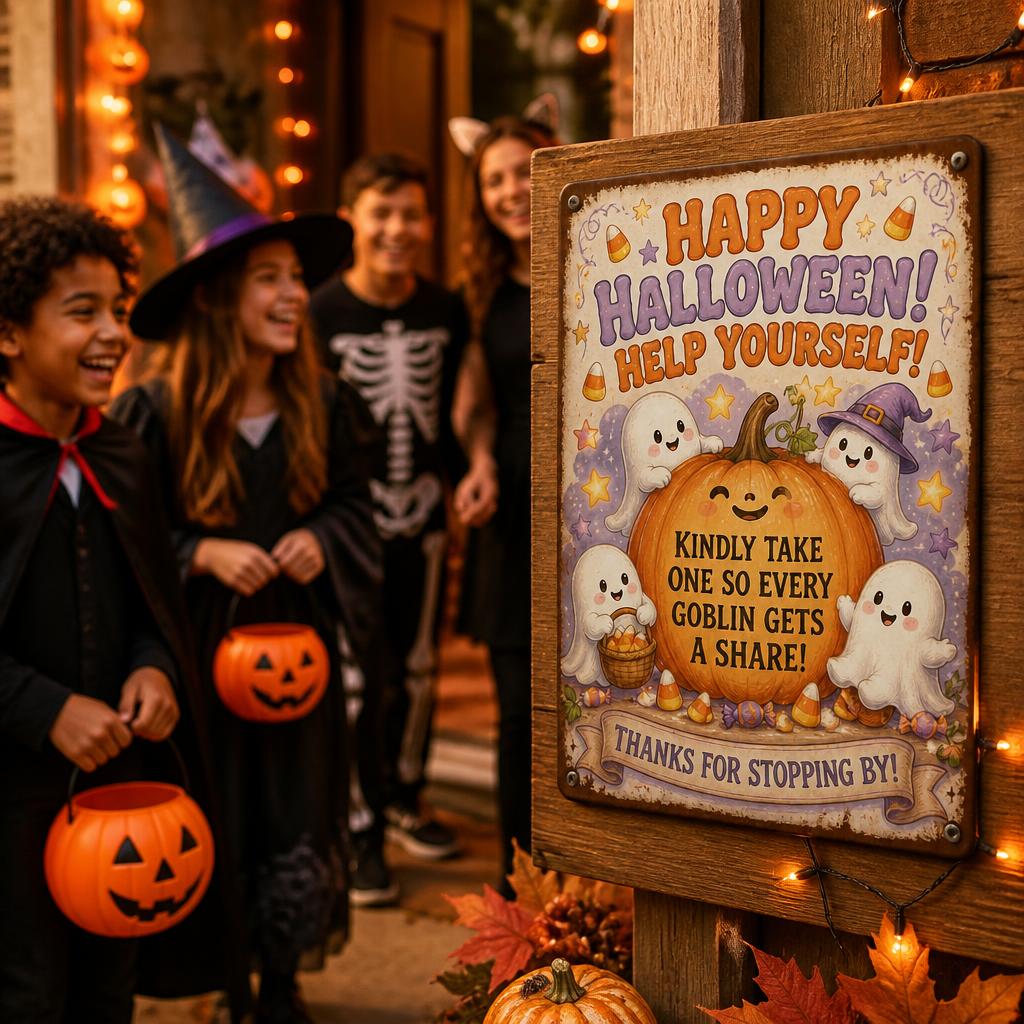 👻 Enjoy the Party! Keep the Magic Alive for Every Kid with This Vintage Halloween Porch Sign 🎃