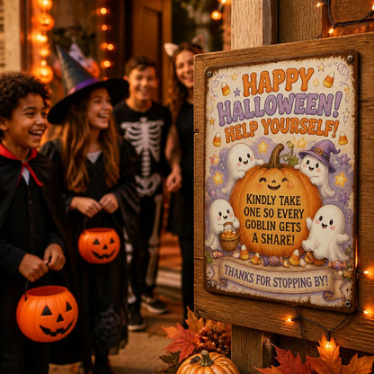 👻 Enjoy the Party! Keep the Magic Alive for Every Kid with This Vintage Halloween Porch Sign 🎃
