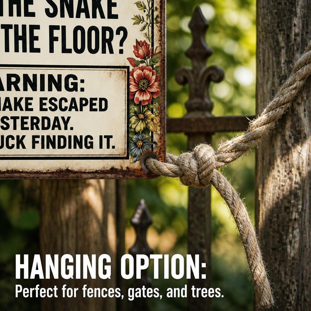 🐍 "Going Away?" Funny Snake Metal Sign — Psychological Burglar Deterrent for Garden & Gate 🔒