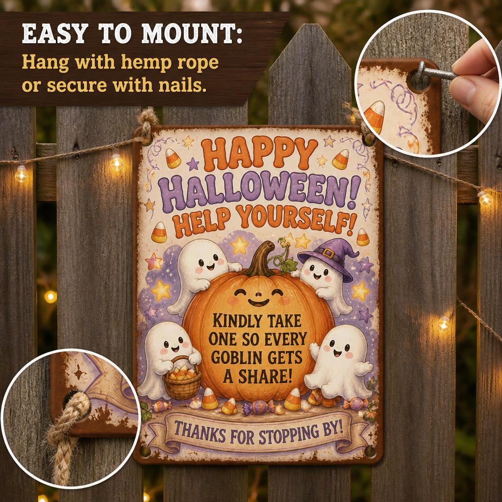 👻 Enjoy the Party! Keep the Magic Alive for Every Kid with This Vintage Halloween Porch Sign 🎃