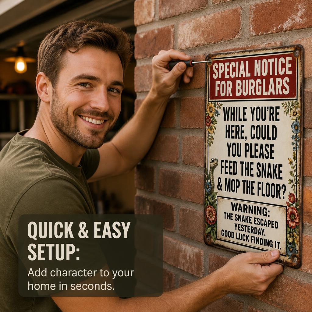 🐍 "Going Away?" Funny Snake Metal Sign — Psychological Burglar Deterrent for Garden & Gate 🔒