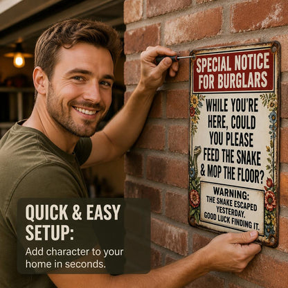 🐍 "Going Away?" Funny Snake Metal Sign — Psychological Burglar Deterrent for Garden & Gate 🔒