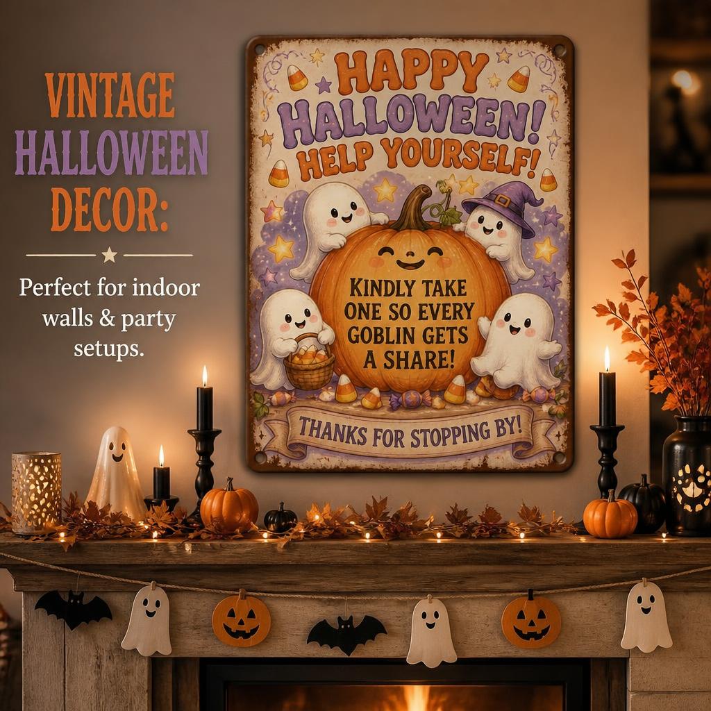 👻 Enjoy the Party! Keep the Magic Alive for Every Kid with This Vintage Halloween Porch Sign 🎃