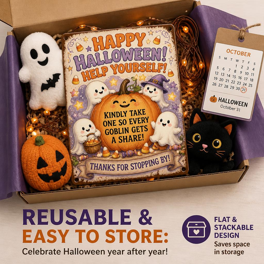 👻 Enjoy the Party! Keep the Magic Alive for Every Kid with This Vintage Halloween Porch Sign 🎃