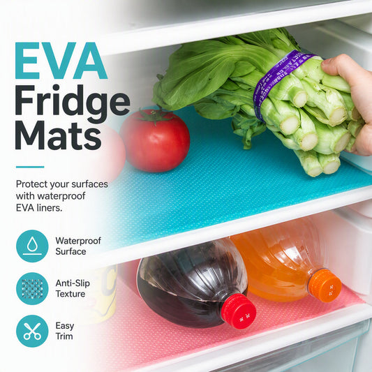 🧊 Waterproof EVA Refrigerator Shelf Liners: Food-Grade Anti-Slip Mats for Fridges & Drawers! 🧼✨