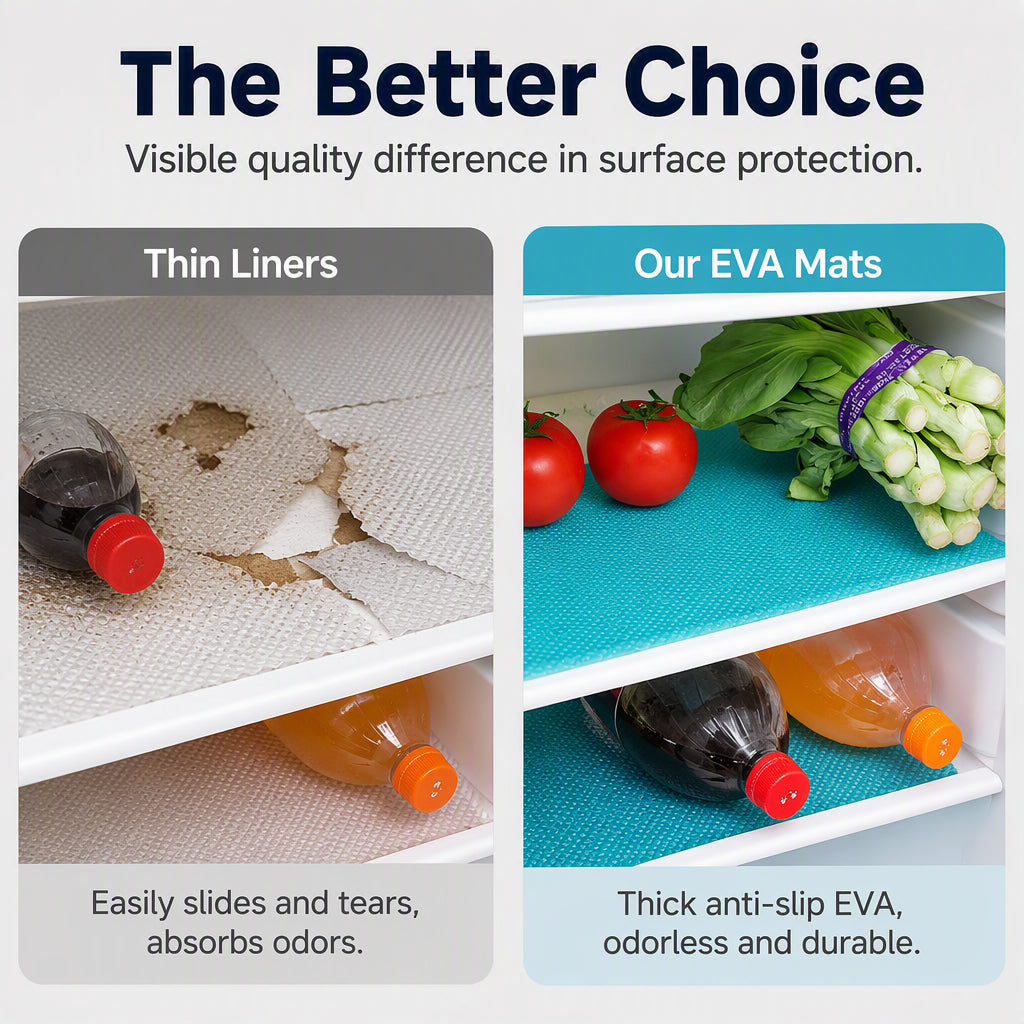 🧊 Waterproof EVA Refrigerator Shelf Liners: Food-Grade Anti-Slip Mats for Fridges & Drawers! 🧼✨